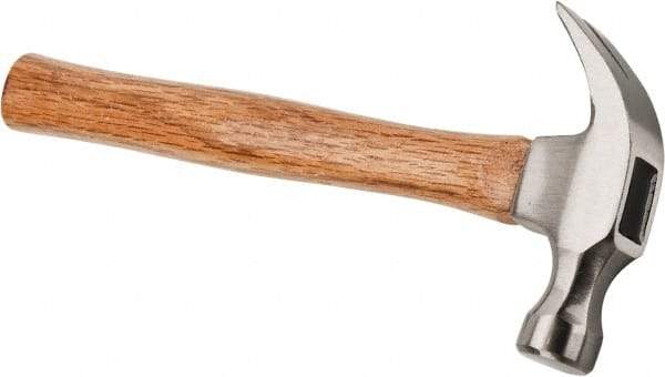 Stanley - 13/16 Lb Head, Curved Claw Nail Hammer - 13-1/2" OAL, High Carbon Steel Head, 1-3/16" Face Diam, Smooth Face, Wood Handle - Exact Industrial Supply