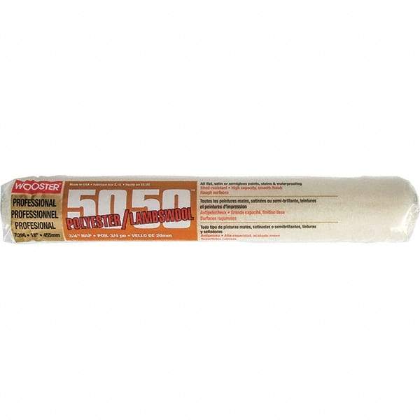 Wooster Brush - 3/4" Nap, 18" Wide Paint Roller - Semi-Rough to Rough Texture, Wool/Poly Blend - Exact Industrial Supply