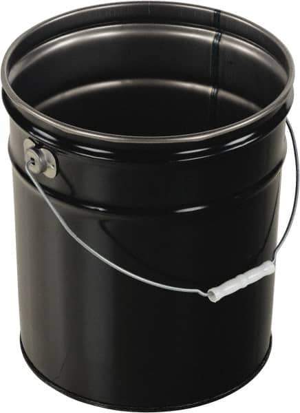 Vestil - 5 Gal Black Steel Pail - 13-3/8" High - Exact Industrial Supply