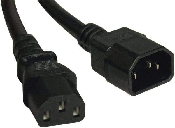 Tripp-Lite - 10', 14/3 Gauge/Conductors, Black Indoor Replacement Cord - 0 Receptacles, 15 Amps, 120 VAC, UL SJT, NEMA IEC-320 - Exact Industrial Supply