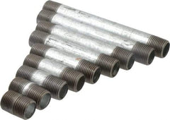 Made in USA - 66 Piece, 1/2" Pipe, Galvanized Pipe Nipple Set - Schedule 40, (6) Close, (6) 1-1/2, (6) 2, (6) 2-1/2, (6) 3, (6) 3-1/2, (6) 4, (6) 4-1/2, (6) 5, (6) 5-1/2, (6) 6 - Exact Industrial Supply