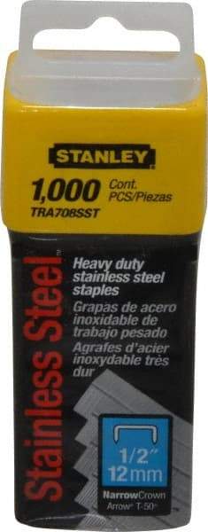 Stanley - 27/64" Wide Stainless Steel Narrow Crown Staples - 1/2" Leg Length - Exact Industrial Supply