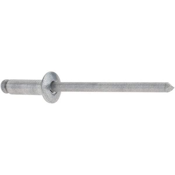 Stanley - Button Head Aluminum Color Coded Blind Rivet - Aluminum Mandrel, 0.188" to 1/4" Grip, 1/4" Head Diam, 0.125" to 0.133" Hole Diam, 0.4" Length Under Head, 1/8" Body Diam - Exact Industrial Supply