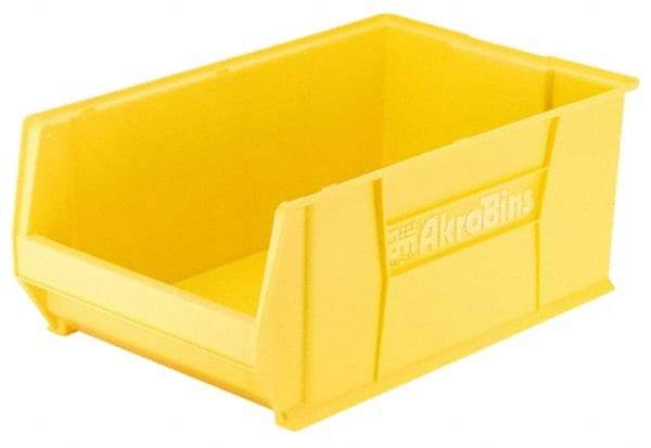 Akro-Mils - 200 Lb. Load Capacity, 20" Deep, Yellow Polymer Hopper Stacking Bin - 12" High x 12-3/8" Wide x 20" Long - Exact Industrial Supply
