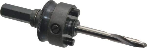 Starrett - 1-1/4 to 8-9/32" Tool Diam Compatibility, Straight Shank, Carbide-Tipped Integral Pilot Drill, Hole Cutting Tool Arbor - 1/2" Min Chuck, Hex Shank Cross Section, Threaded Shank Attachment, For SH, DH, CT & D Hole Saws - Exact Industrial Supply