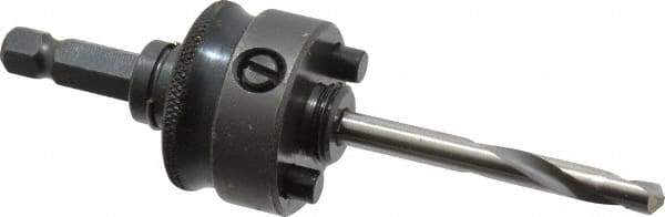 Starrett - 1-1/4 to 8-9/32" Tool Diam Compatibility, Straight Shank, Carbide-Tipped Integral Pilot Drill, Hole Cutting Tool Arbor - 3/8" Min Chuck, Hex Shank Cross Section, Threaded Shank Attachment, For SH, DH, CT & D Hole Saws - Exact Industrial Supply