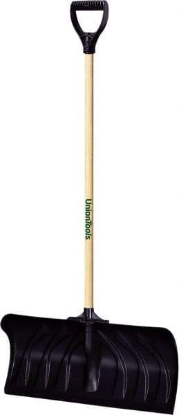 UnionTools - 24 Inch Wide Blade x 11 Inch High Blade Pusher Snow Shovel - 45 Inch Long Hardwood Handle - Exact Industrial Supply