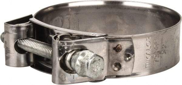 Mikalor - 3-1/4" Hose, 0.98" Wide x 0.04" Thick, T-Bolt Hose Clamp - 3.11 to 3.35" Diam, Stainless Steel Band, Housing & Zinc Plated Screw - Exact Industrial Supply