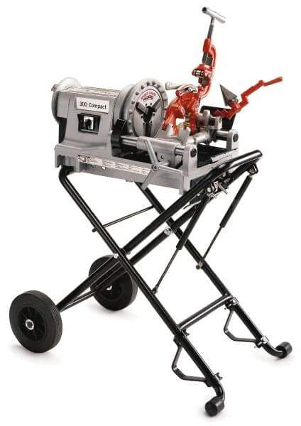 Ridgid - 1/8 to 2 Inch Pipe, 38 RPM Spindle Speed, 1/2 hp, Pipe Threading Machine - Heavy Duty Rotary Forward, Off, Reverse with Integral Foot Switch Motor Control, Model 344 Reamer, 115 Volts - Exact Industrial Supply