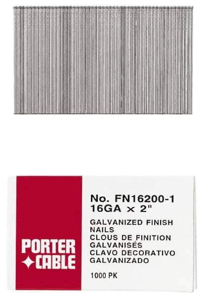 Porter-Cable - 16 Gauge 1" Long Finishing Nails for Power Nailers - Grade 2 Steel, Galvanized Finish, Smooth Shank, Straight Stick Collation, Chisel Point - Exact Industrial Supply