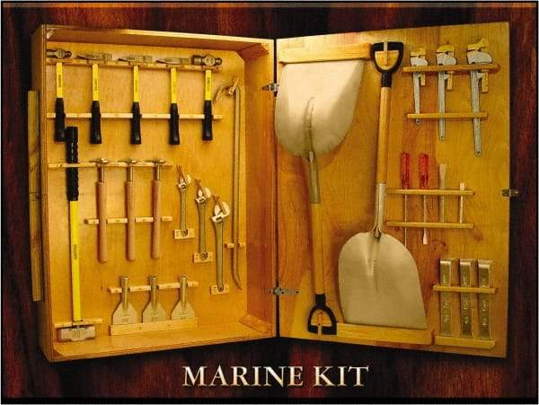 Ampco - 28 Piece Marine Tool Set - Comes in Wood Case - Exact Industrial Supply