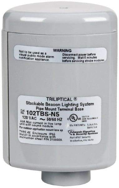 Edwards Signaling - Flashing and Steady, Stackable Tower Light Base Unit - 120 VAC, 0.60 Amp, IP54, IP65 Ingress Rating, 3R, 4X NEMA Rated, Pipe Mount - Exact Industrial Supply