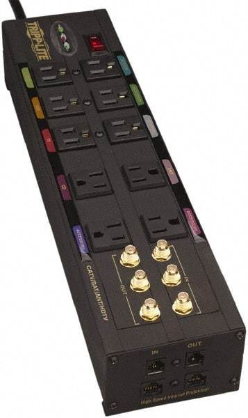 Tripp-Lite - 10 Outlets, 120 VAC15 Amps, 10' Cord, Power Outlet Strip - Floor, Keyhole Mount, 5-15 NEMA Configuration, 3-1/2" Strip - Exact Industrial Supply