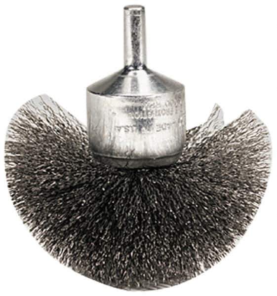 Weiler - 2-3/4" Brush Diam, Crimped, Flared End Brush - 1/4" Diam Shank, 16,000 Max RPM - Exact Industrial Supply