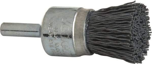 Weiler - 320 Grit, 3/4" Brush Diam, Crimped, End Brush - Extra Fine Grade, 1/4" Diam Shank, 10,000 Max RPM - Exact Industrial Supply