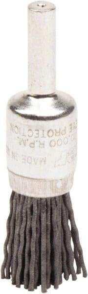 Weiler - 180 Grit, 1/2" Brush Diam, Crimped, End Brush - Very Fine Grade, 1/4" Diam Shank, 10,000 Max RPM - Exact Industrial Supply