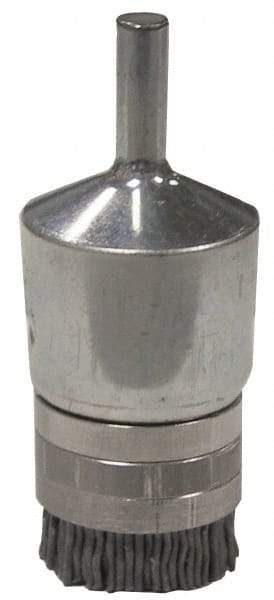Weiler - 180 Grit, 3/4" Brush Diam, Crimped, End Brush - Very Fine Grade, 1/4" Diam Shank, 10,000 Max RPM - Exact Industrial Supply