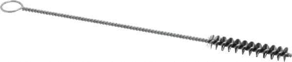 Weiler - 2" Long x 3/8" Diam Steel Hand Tube Brush - Single Spiral, 8" OAL, 0.006" Wire Diam, 1/8" Shank Diam - Exact Industrial Supply