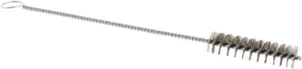 Weiler - 2" Long x 1/2" Diam Stainless Steel Hand Tube Brush - Single Spiral, 8" OAL, 0.004" Wire Diam, 1/8" Shank Diam - Exact Industrial Supply