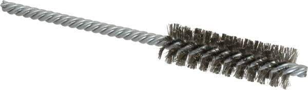 Weiler - 5/8" Diam Helical Stainless Steel Tube Brush - Double Spiral, 0.005" Filament Diam, 2" Brush Length, 5" OAL, 7/32" Diam Shank - Exact Industrial Supply