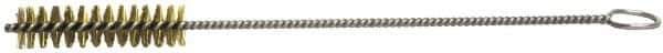 Weiler - 2" Long x 3/8" Diam Stainless Steel Hand Tube Brush - Single Spiral, 8" OAL, 0.006" Wire Diam, 1/8" Shank Diam - Exact Industrial Supply