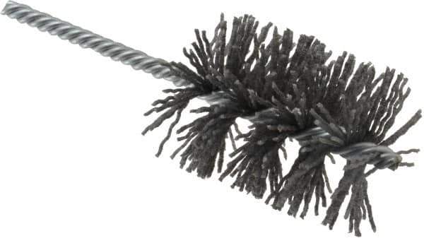 Weiler - 2" Diam Helical Nylon Tube Brush - Single Spiral, 0.04" Filament Diam, 2-1/2" Brush Length, 5-1/2" OAL, 1/4" Diam Shank - Exact Industrial Supply
