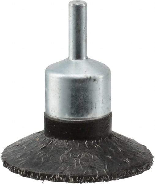 Weiler - 2" Brush Diam, Encapsulated, Crimped, Flared End Brush - 1/4" Diam Shank, 20,000 Max RPM - Exact Industrial Supply