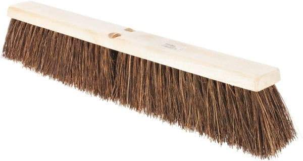 Weiler - 24" Rough Surface Palmyra Push Broom - 4" Bristle Length, Wood Block, Threaded Handle Connection, Handle Sold Separately - Exact Industrial Supply