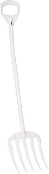 Vikan - Fork with 38" D-Grip Handle - 5 Tines, 10-1/2" Tine Length - Exact Industrial Supply