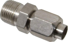 Made in USA - 3/8" Tube OD, 37° Stainless Steel Flared Tube Male Connector - 3/8-18 NPTF, Flare x MNPTF Ends - Exact Industrial Supply
