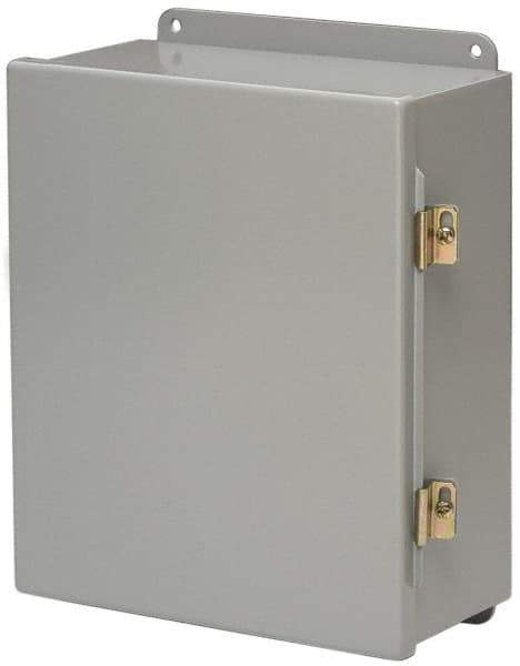 Cooper B-Line - Steel Standard Enclosure Hinge Flat Cover - NEMA 12, 13, 12" Wide x 14" High x 8" Deep, Dirt-tight & Dust-tight - Exact Industrial Supply