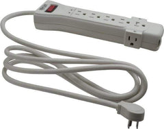 Tripp-Lite - 7 Outlets, 120 Volts, 15 Amps, 7' Cord, Power Outlet Strip - Free Hanging, Keyhole Mount, 5-15P NEMA Configuration, 10.3" Strip, UL1449 3rd Edition - Exact Industrial Supply