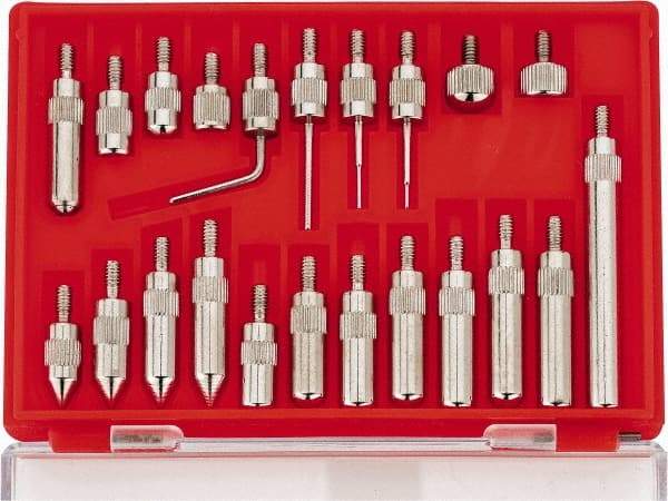 Value Collection - 22 Piece, #4-48 Inch Thread, Steel, Drop Indicator Point Kit - Use With Measuring Tool Kits 135-0010, 135-0011, 135-0006, 135-0007, 135-0012, 135-0013 - Exact Industrial Supply