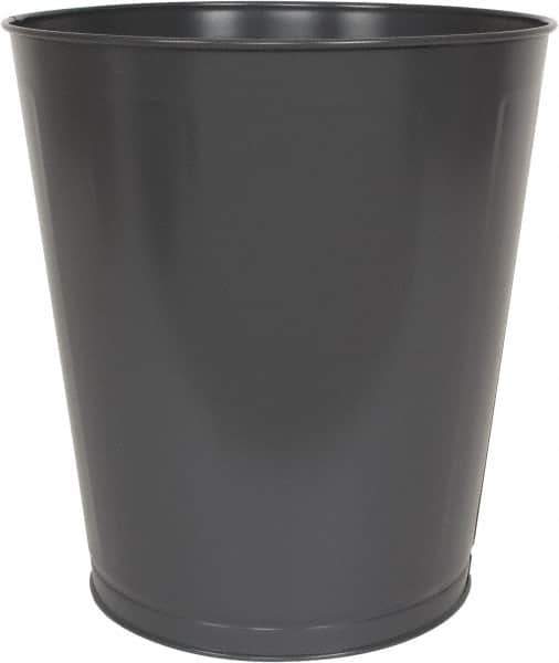 Value Collection - 28 Qt Gray Round Trash Can - Steel, 14-1/4" High - Exact Industrial Supply
