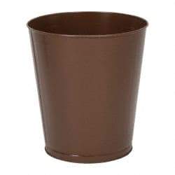Value Collection - 28 Qt Brown Round Trash Can - Steel, 14-1/4" High - Exact Industrial Supply
