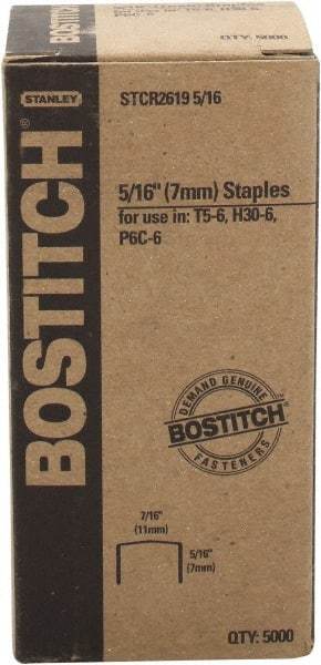 Stanley Bostitch - 1/4" Long x 7/16" Wide, 24 Gauge Crowned Construction Staple - Steel, Chisel Point - Exact Industrial Supply