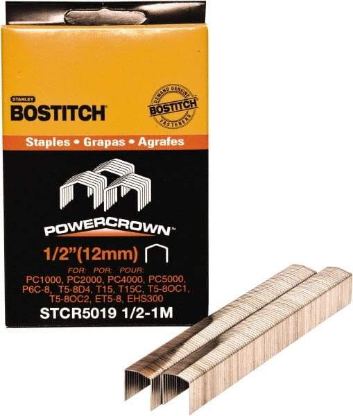 Stanley Bostitch - 1/2" Long x 7/16" Wide, 24 Gauge Crowned Construction Staple - Steel, Chisel Point - Exact Industrial Supply