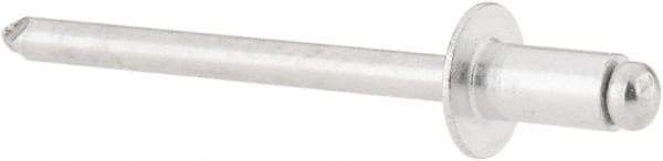 RivetKing - Size 52 Dome Head Aluminum Open End Blind Rivet - Aluminum Mandrel, 0.02" to 1/8" Grip, 0.312" Head Diam, 0.16" to 0.164" Hole Diam, 0.3" Length Under Head, 5/32" Body Diam - Exact Industrial Supply