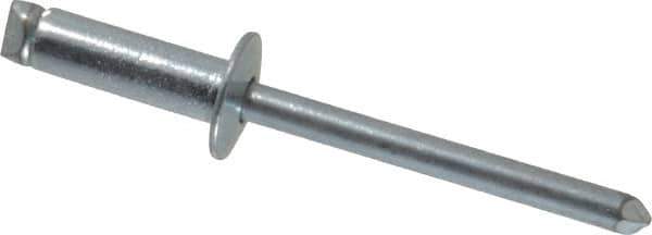 RivetKing - Size 66 Dome Head Steel Open End Blind Rivet - Steel Mandrel, 0.251" to 3/8" Grip, 3/8" Head Diam, 0.192" to 0.196" Hole Diam, 0.575" Length Under Head, 3/16" Body Diam - Exact Industrial Supply