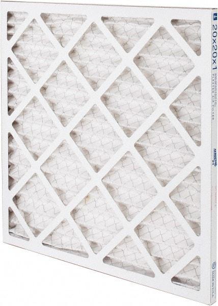 Made in USA - 20" Noml Height x 20" Noml Width x 1" Noml Depth, 35% Capture Efficiency, Wire-Backed Pleated Air Filter - MERV 8, Synthetic, Integrated Paperboard Frame, 300 Max FPM, 825 CFM, For Any Unit - Exact Industrial Supply