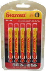 Starrett - 3" Long, 14 Teeth per Inch, Bi-Metal Jig Saw Blade - Toothed Edge, 5/16" Wide x 0.04" Thick, U-Shank, Wavy Tooth Set - Exact Industrial Supply