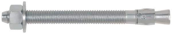 Powers Fasteners - 1-1/4" Diam, 1-1/4" Drill, 12" OAL, 2" Min Embedment Wedge Expansion Concrete Anchor - 1018 Steel, Zinc-Plated Finish, Hex Nut Head, Hex Drive, 7-3/4" Thread Length - Exact Industrial Supply