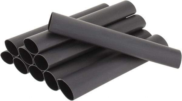 3M - 6" Long, 3:1, Polyolefin Heat Shrink Electrical Tubing - Black - Exact Industrial Supply