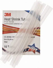 3M - 6" Long, 2:1, Polyolefin Heat Shrink Electrical Tubing - Clear - Exact Industrial Supply