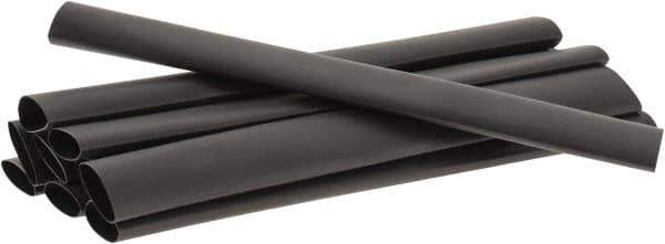 3M - 6" Long, 2:1, Polyolefin Heat Shrink Electrical Tubing - Black - Exact Industrial Supply
