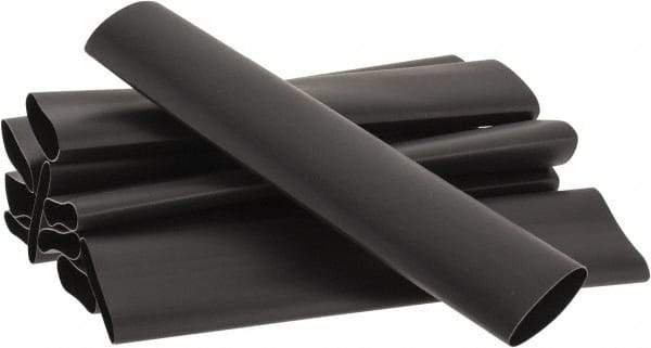 3M - 6" Long, 2:1, Polyolefin Heat Shrink Electrical Tubing - Black - Exact Industrial Supply
