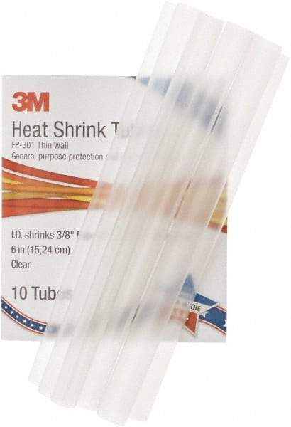 3M - 6" Long, 2:1, Polyolefin Heat Shrink Electrical Tubing - Clear - Exact Industrial Supply