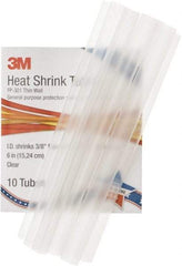 3M - 6" Long, 2:1, Polyolefin Heat Shrink Electrical Tubing - Clear - Exact Industrial Supply