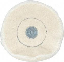 Made in USA - 4" Diam x 1/2" Thick, Loose Sewn Mounted Buffing Wheel - 40 Ply, 1/4" Shank Diam - Exact Industrial Supply