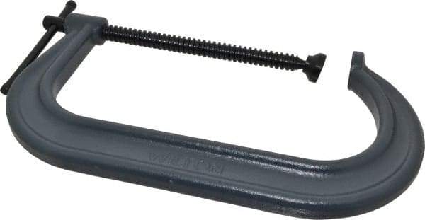 Wilton - Regular-Duty 10-1/8" Max Opening, 6" Throat Depth, Forged Steel Standard C-Clamp - 8,000 Lb Capacity, 2" Min Opening, Deep Throat - Exact Industrial Supply